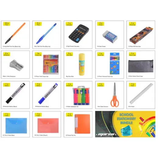 36-Piece Back to School Stationery Pack Contents